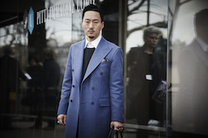 Japaner Mantel, blau Tasche Männermode Anzug