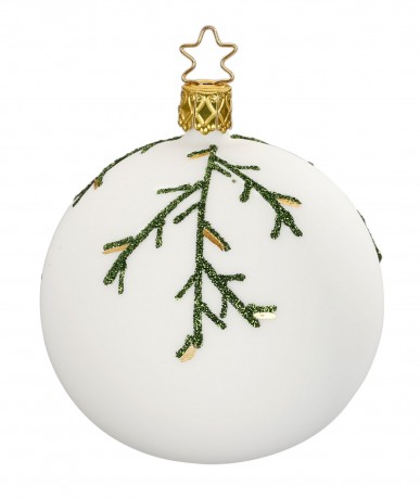 Foto: Inge Glas Weihnachtsschmuck. Weise Kugel mit Tannenanst-Dekor von Inge Glas.