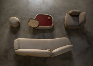 Loro Piana Interiors Design Week 2023 Apacheta Sofa, Low Table & Pouf